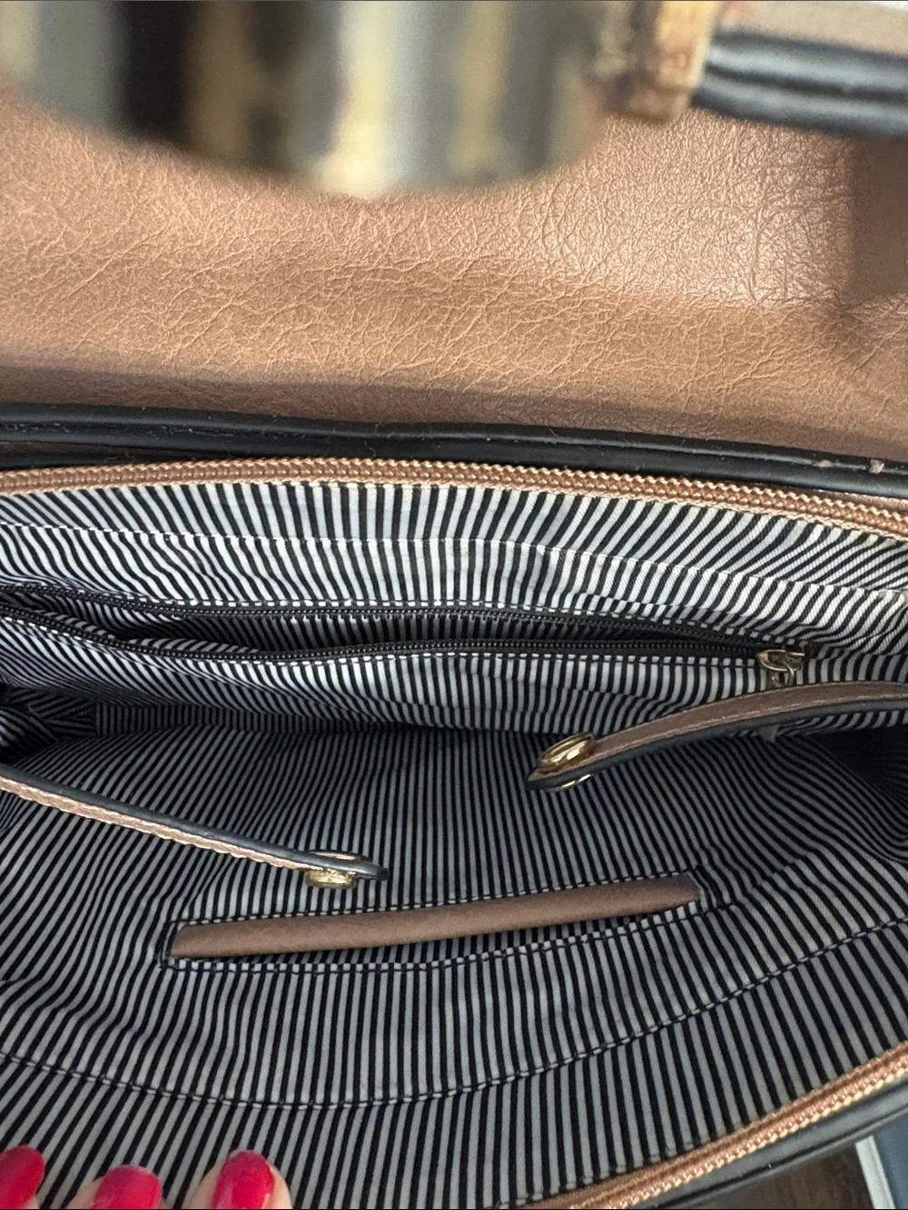 Women's Taupe Crossbody Top-Handle Bag with Gold Hardware
